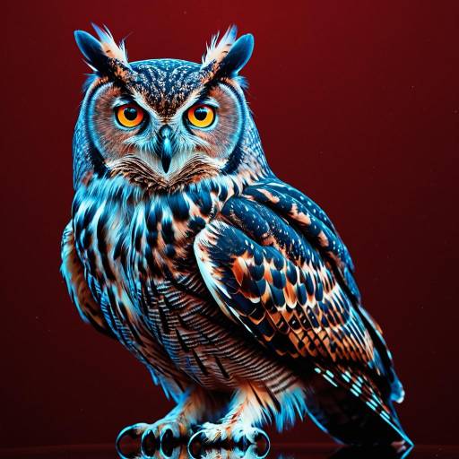 Detailed Owl Portrait on Dark Red Background Detailed Owl Portrait on Dark Red Background