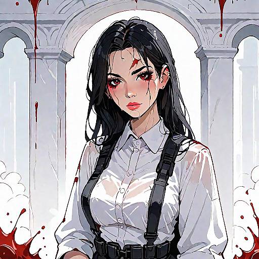 Mature Female in Rain with Broken Glass