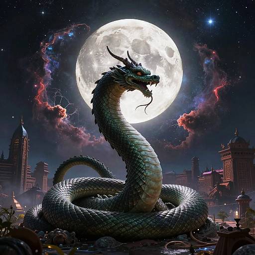 Bakunawa Serpent Dragon in Nebula