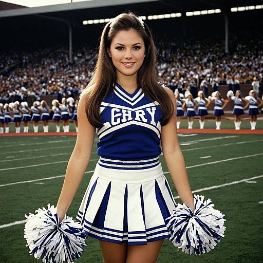 Realistic Vintage Cheerleader with Flower