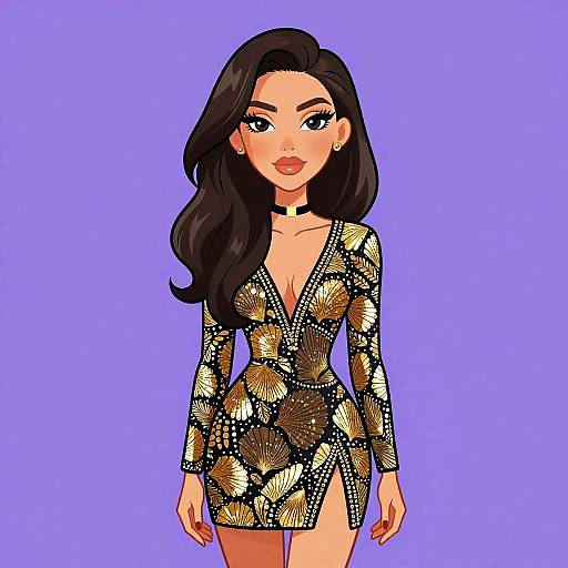 Glamorous Woman in Gold Sequin Dress