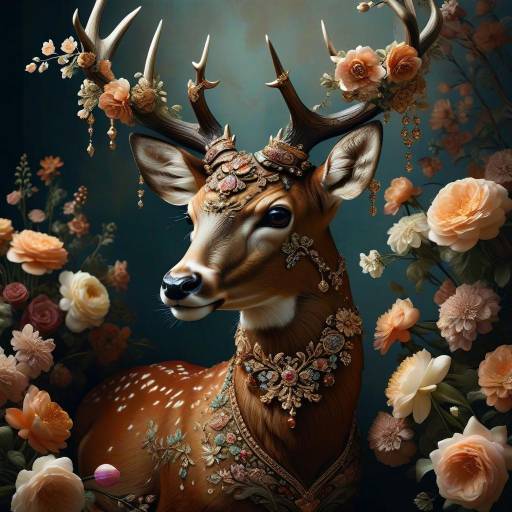 Regal Deer in Renaissance Elegance