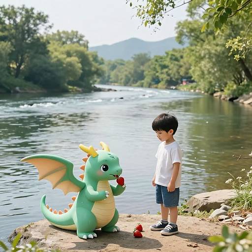 Boy with Dragon by River