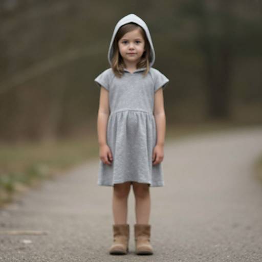 Young Girl in Hooded Dress Outdoors