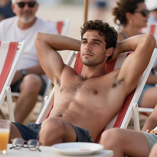 Relaxed Beach Vibes with Muscular Model