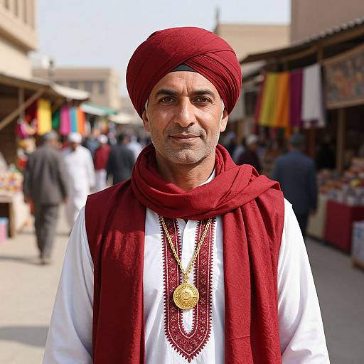 Dignified Man in Vibrant Market Scene