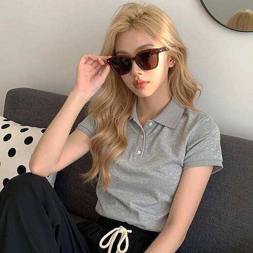 Stylish Woman Sitting on Couch