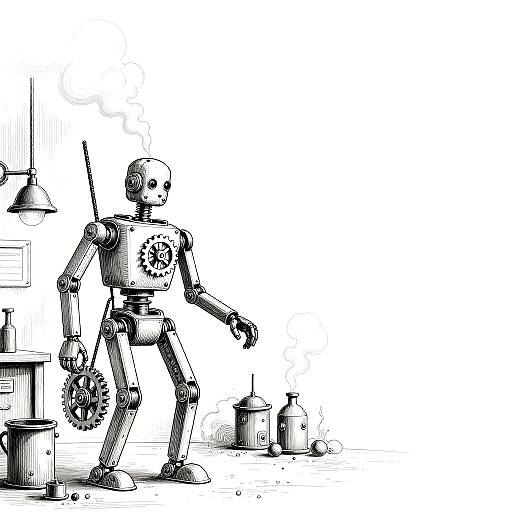 Steampunk Automaton Line Art