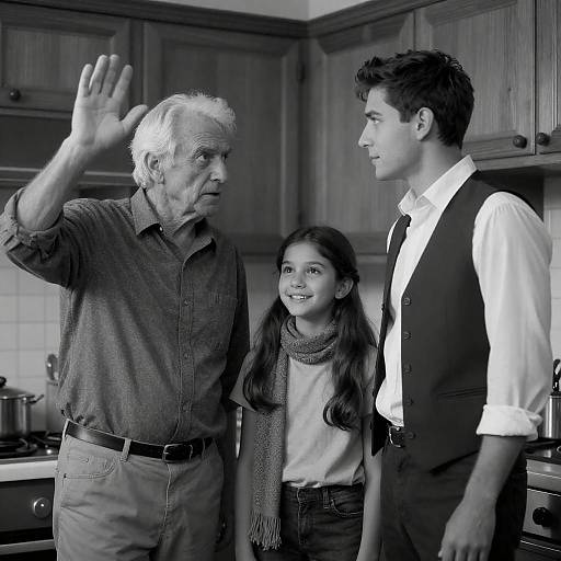 Candid Kitchen Moments in Black and White