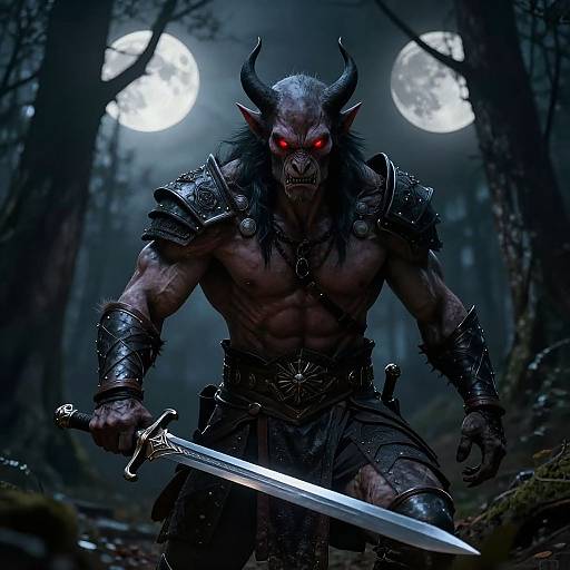 Glowing-Eyed Werewolf Warrior in Armor