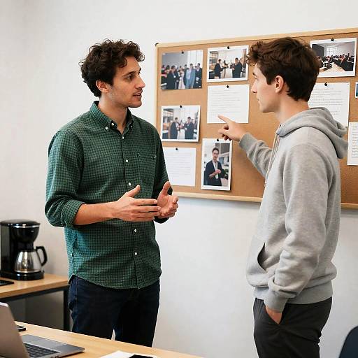 Casual Office Conversation Between Two Men