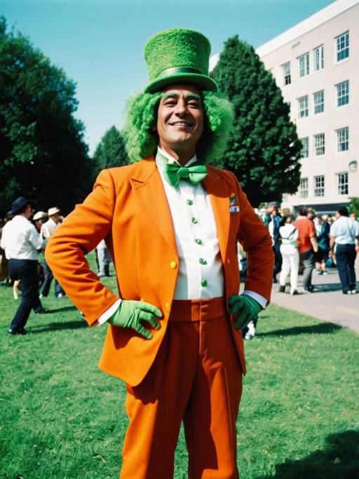 Man in Oompa Loompa Costume Outdoors
