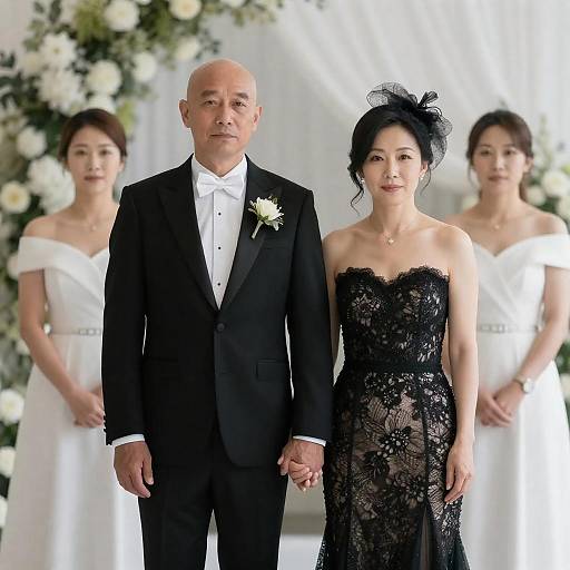 Elegant Black-Tied Wedding Ceremony Portrait