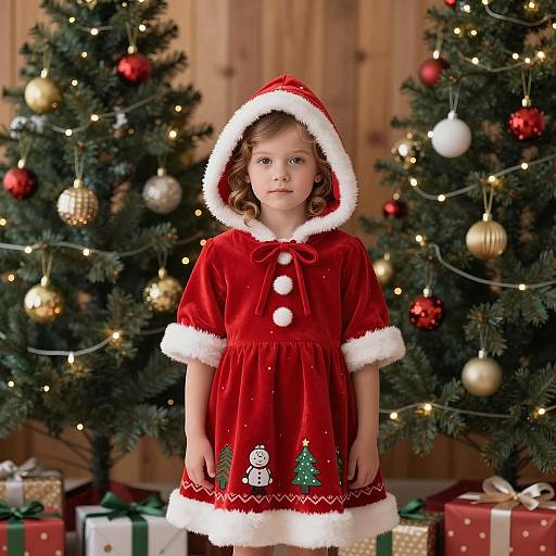 Festive Young Girl in Christmas Scene
