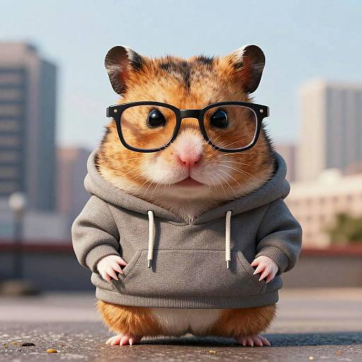 Grumpy Hamster Caricature in Urban Outfit