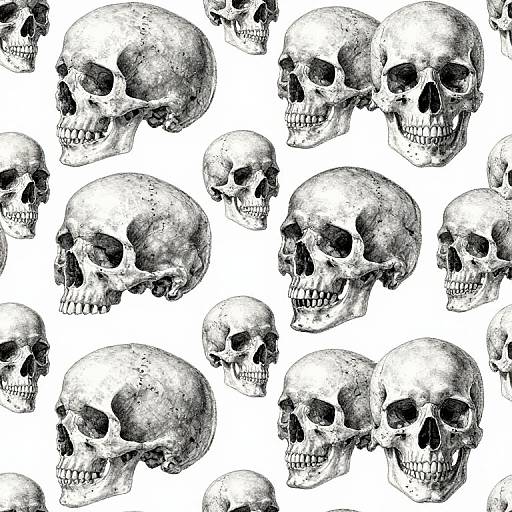 Intricate Black-and-White Skull Pattern