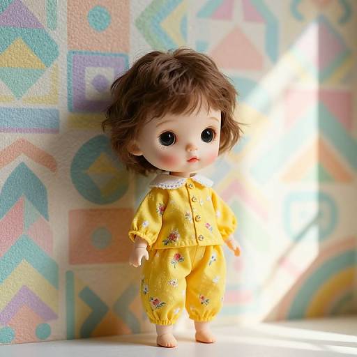 Whimsical Doll in Bright Floral Outfit