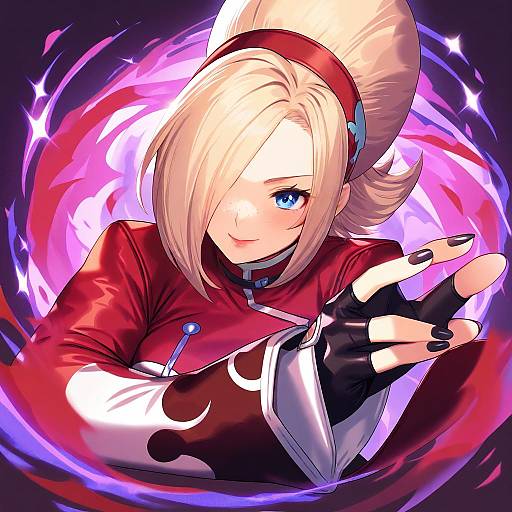 Illustration of Ash crimson, the king of fighters in the style of Tarmo