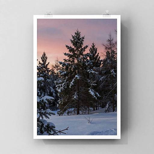 Winter Forest Sunset Poster