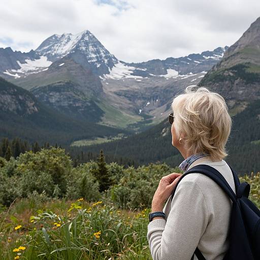 Elderly Woman Enjoying Montana Mountains