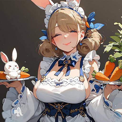 Mature Anime Girl with Bunny Ears