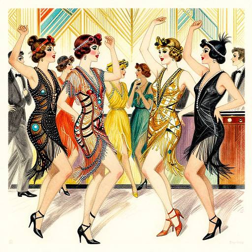 1920s Flapper Party Art Deco Scene