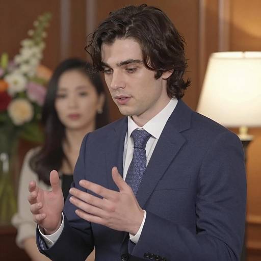 Young Businessman Gesturing During Presentation