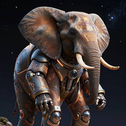 Elephant in Ornate Spacesuit Illustration