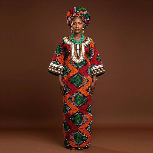 African Woman in Traditional Nigerian Chitenge Outfit