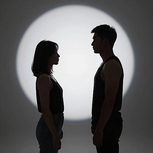 Silhouetted Figures in Circular Light