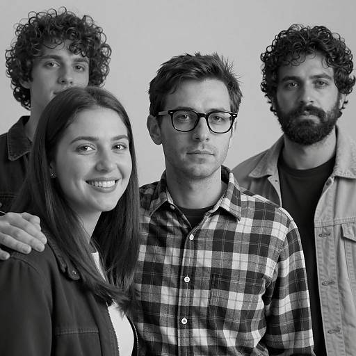Black and White Portrait of Four Young Adults