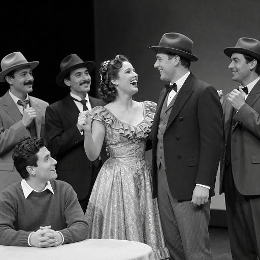 Vintage Black-and-White Cabaret Stage Celebration