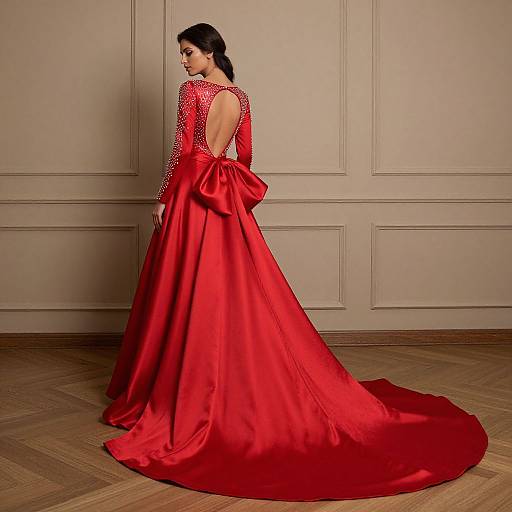 Elegant Arabic Red A-line Wedding Dress