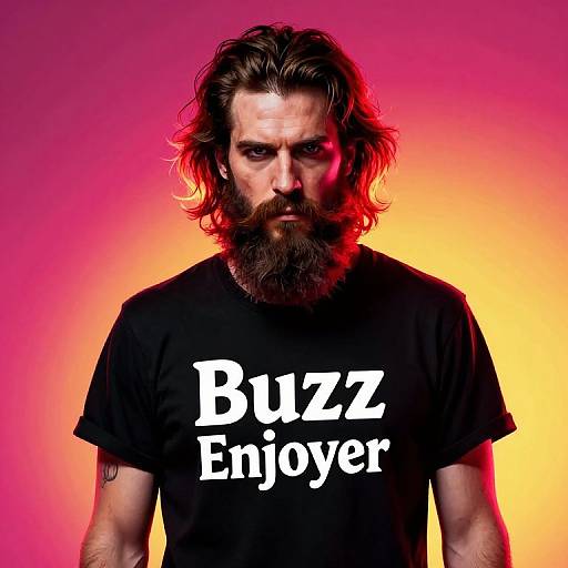 Bearded Rockstar with Glowing Aura