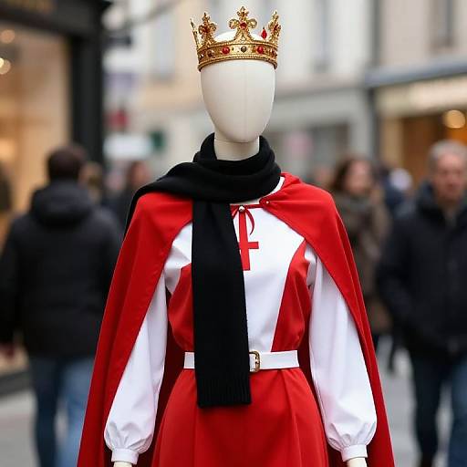 Mannequin in Crowned Red and White Outfit