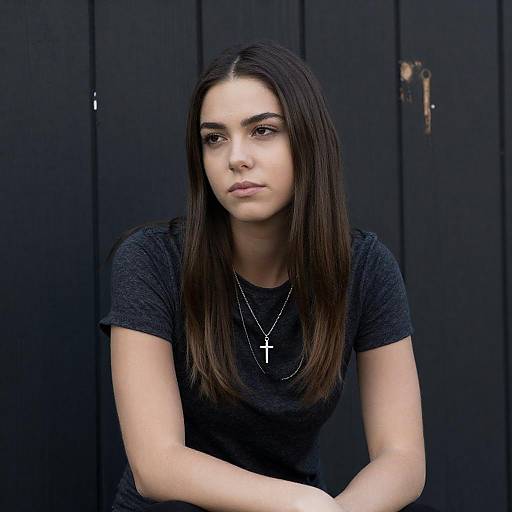 Portrait of Woman Against Weathered Wood
