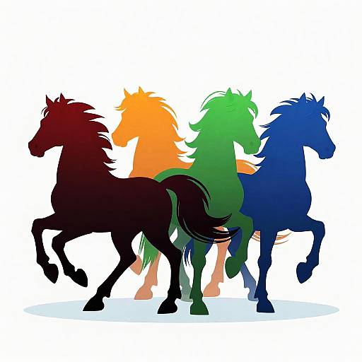 Stylized Galloping Horses Silhouette