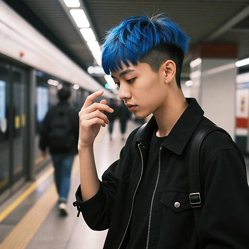 Neon Subway Teen with Electric Blue Undercut