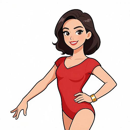 Smiling Woman in Red Dancewear