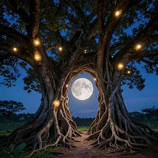 Ancient Tree with Glowing Orbs
