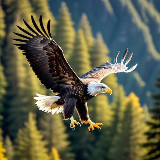 Majestic Eagle Soaring Over Lush Hills Majestic Eagle Soaring Over Lush Hills