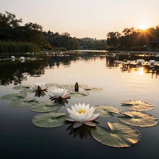 Serene Water Lily Pond Scene
