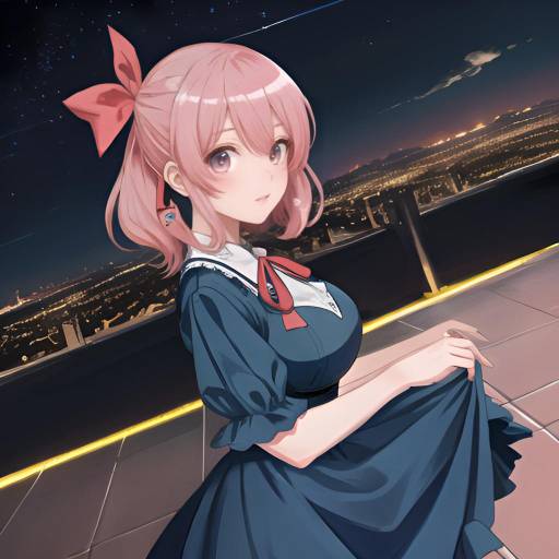 Ultra-Detailed Anime Girl in City Night