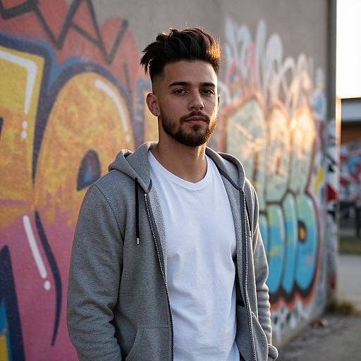 Young Man with Modern Style by Graffiti