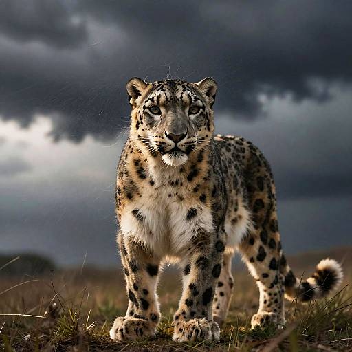 Stormbound Male Snow Leopard Portrait