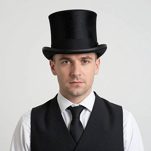 Man Wearing Top Hat and Vest