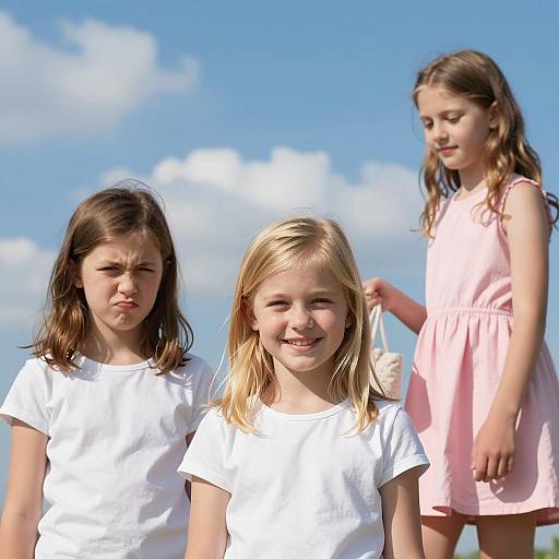 Joyful Moments of Three Young Girls