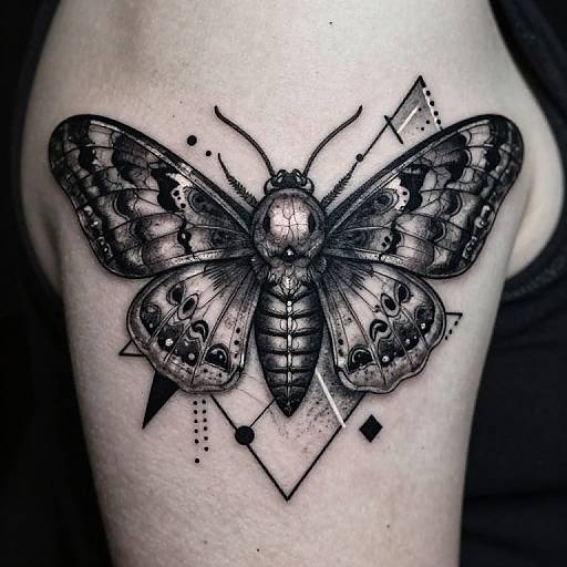 Surreal Skull Moth Tattoo Design