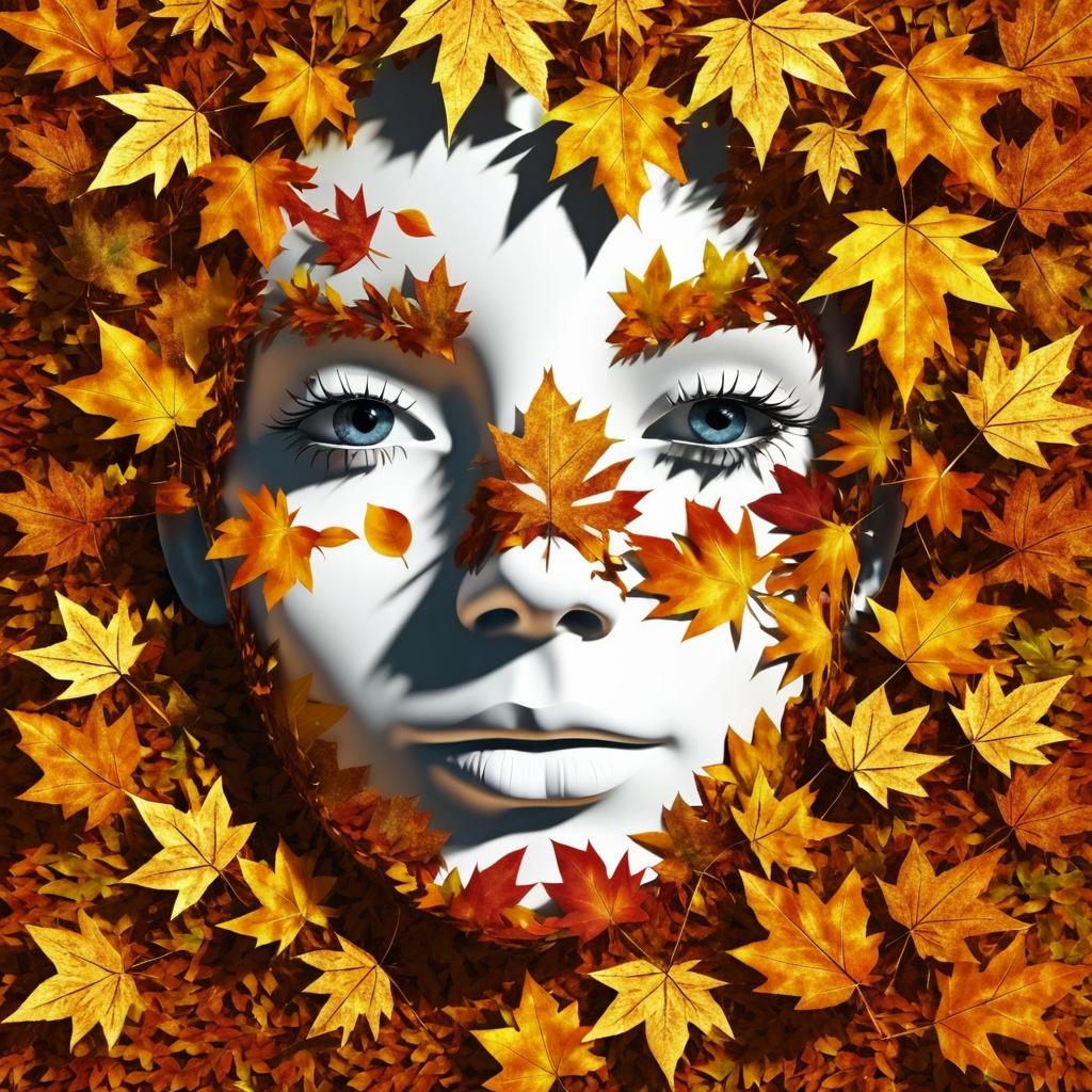 Surreal Autumn Leaves Face Composition