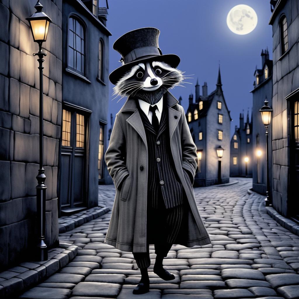 Curious Raccoon in Whimsical Twilight